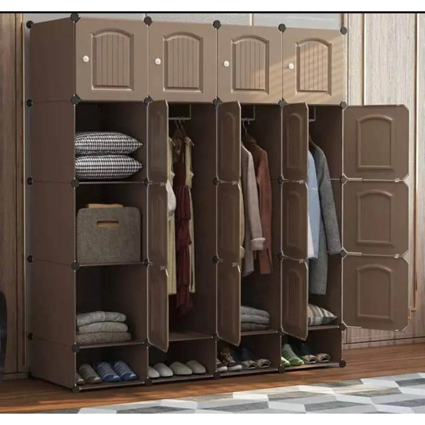 Armoire penderie modulable marron 165x37x165 cm