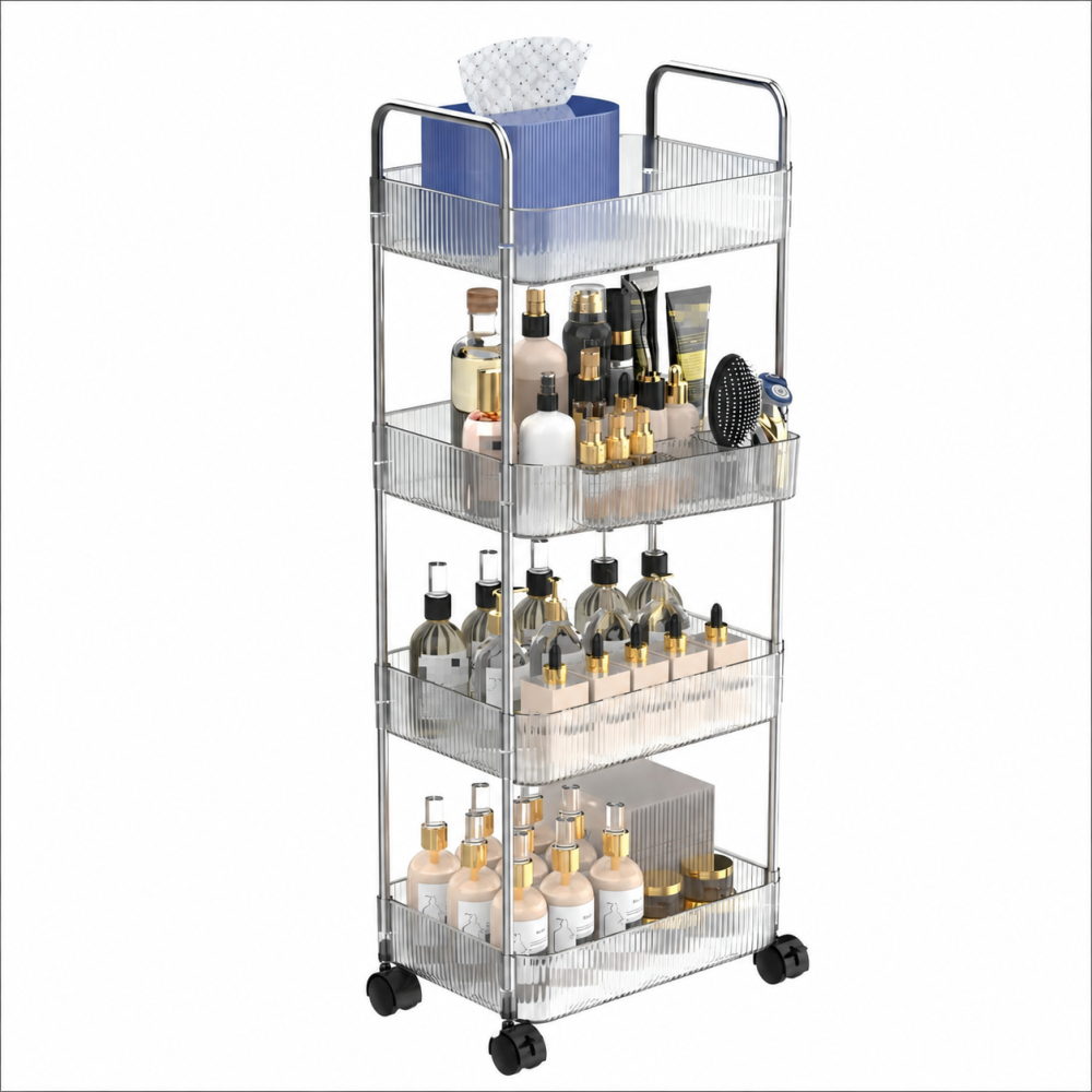 Chariot de Rangement Salle de Bain en Acrylique Transparent