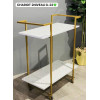 Chariot de Service à 2 Niveaux G-22 ,B-24 Effet Marbre et Or 80x40 cm – Desserte Chic sur Roulettes