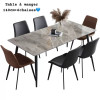 Ensemble Table à Manger Effet Marbre 140 cm et 6 Chaises Modernes