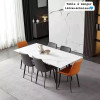 Ensemble Table à Manger Effet Marbre Blanc 140 cm et 6 Chaises Design