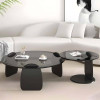 Ensemble de tables basses gigognes design contemporain en verre et bois noir