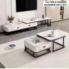 Ensemble meuble TV et table basse effet marbre 200x40x45 cm