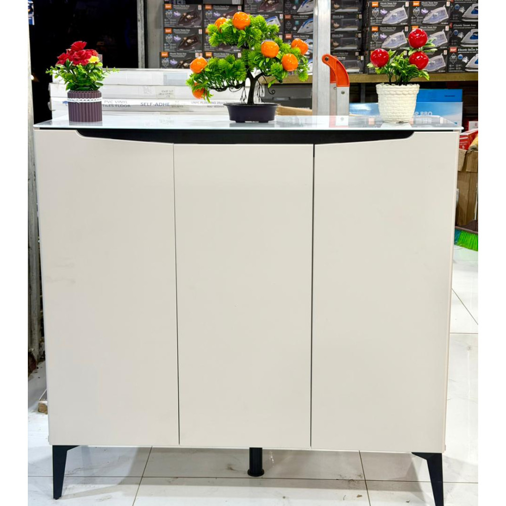 Meuble a chaussures moderne blanc 3 portes 100x35x90 cm