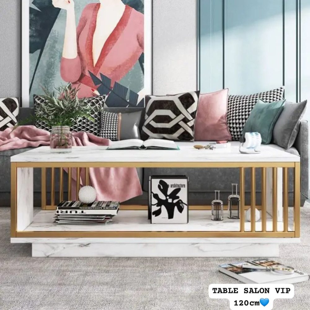 Table Basse Salon VIP 120cm – Design Moderne avec Rangement Intégré table salon moderne, table basse marbre, table salon luxe, meuble salon moderne, table basse 120cm Sénégal