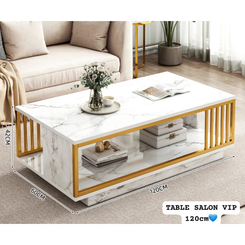 Table Basse Salon VIP 120cm – Design Moderne avec Rangement Intégré table salon moderne, table basse marbre, table salon luxe, meuble salon moderne, table basse 120cm Sénégal