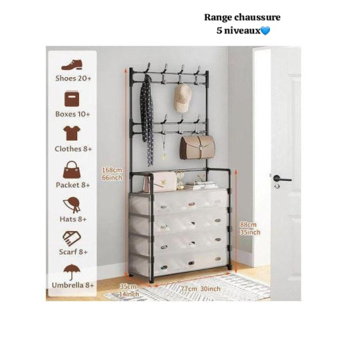 Range Chaussures 5 Niveaux – Meuble d’Entrée avec Porte-Manteau & Rangement range chaussures 5 niveaux, meuble entrée rangement, organisateur chaussures maison, porte manteau moderne, rangement maison Sénégal Range Chaussures 5 Niveaux – Meuble d’Entrée avec Porte-Manteau & Rangement range chaussures 5 niveaux, meuble entrée rangement, organisateur chaussures maison, porte manteau moderne, rangement maison Sénégal