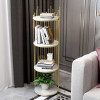  Étagère Colonne Rotative à 4 Niveaux - Design Luxueux Marbre et Or