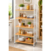 Étagère de Cuisine Multi-Niveaux en Bois et Métal Blanc - 5 Étages