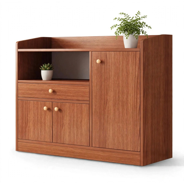 Meuble Buffet de Cuisine Bas en Bois à Rangements Multiples