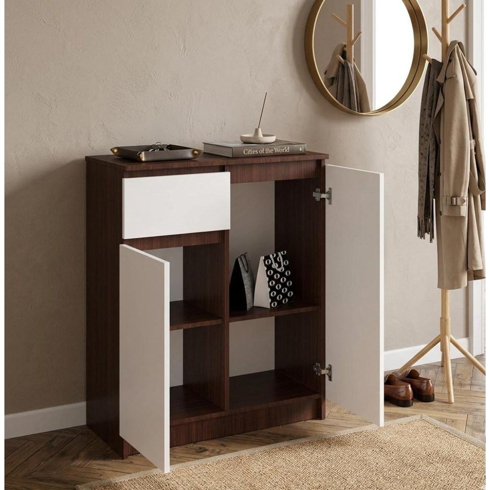 Commode buffet et rangement entree bicolore 80x40x99 cm