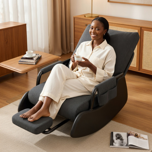 Fauteuil à bascule relaxant gris