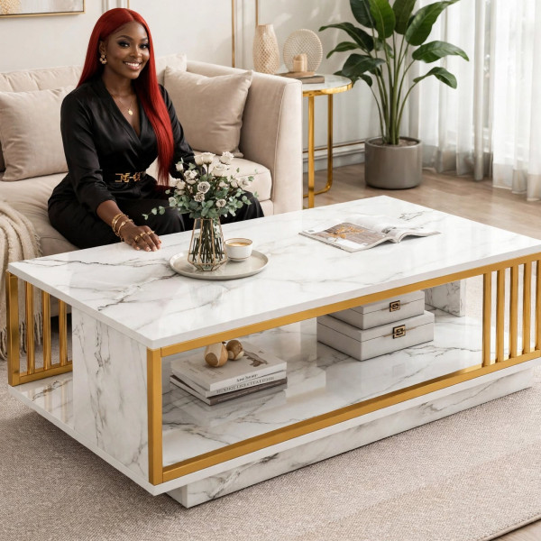 Table Basse Salon VIP 120cm – Design Moderne avec Rangement Intégré