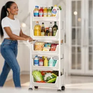 Chariot de Rangement Mobile à 5 Niveaux - Étagère à Roulettes Multi-usage