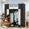 Armoire Penderie Modulaire en Plastique PP et Métal - 4 Battants avec Range-Chaussures Noir Arabesque