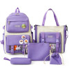  Ensemble de Sacs Scolaires 5-en-1 - Violet et Blanc