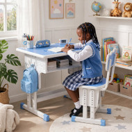 Ensemble Table d'Étude Ergonomique et Chaise Réglable pour Enfant - 70cm x 50cm