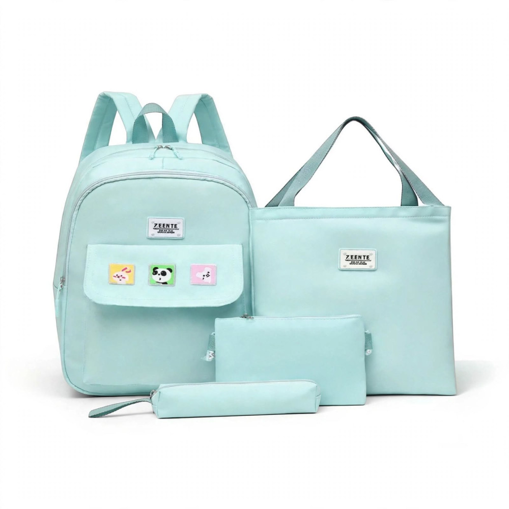 Ensemble de Sacs Scolaires 4-pièces ZEENTE avec Badges - Vert Menthe 