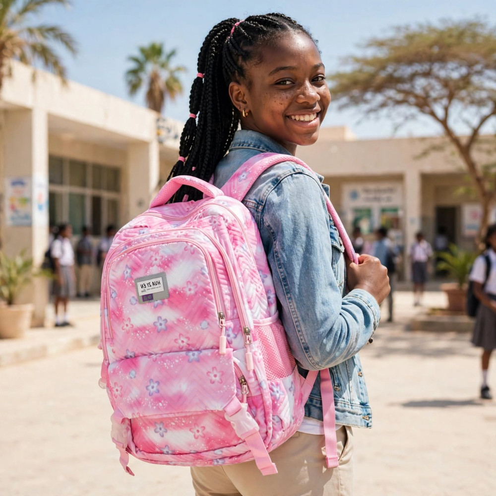 Sac à Dos Scolaire Imperméable HUA SI EV - Rose aux Motifs Floraux