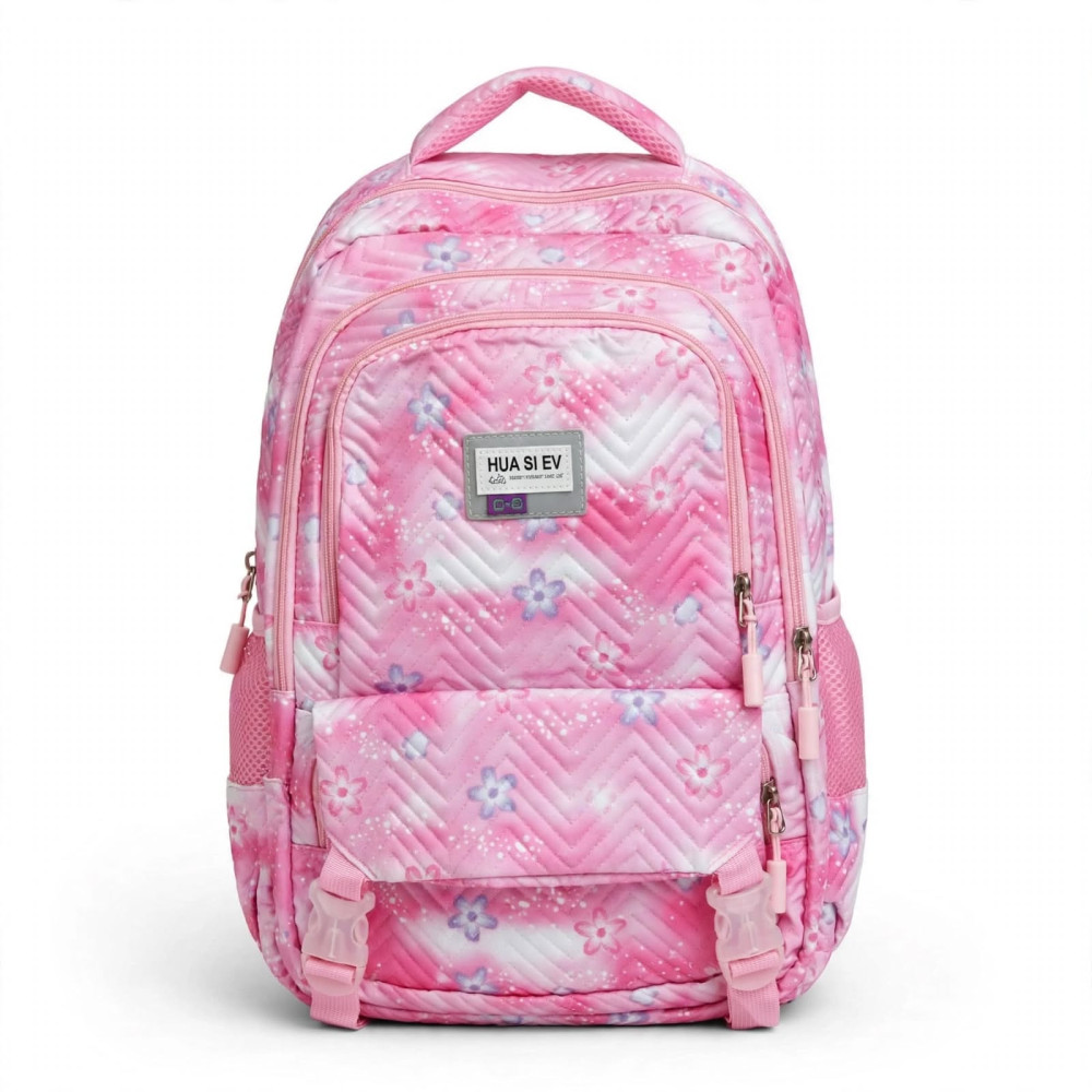 Sac à Dos Scolaire Imperméable HUA SI EV - Rose aux Motifs Floraux