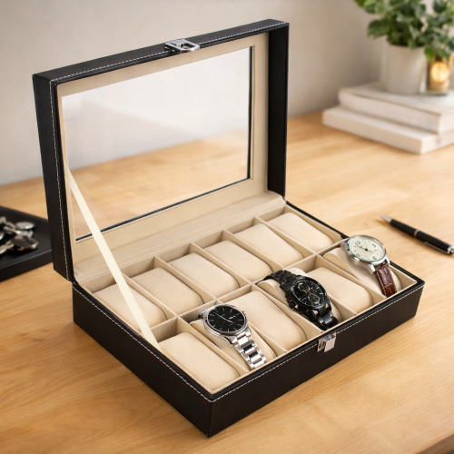 Boîte de Rangement pour 12 Montres – Élégance et Organisation