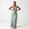 Nuisette Longue en Voile et Dentelle - Vert Sauge / Olive