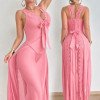 Nuisette Longue en Voile et Dentelle - Rose Bonbon