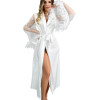 Kimono Nuisette Long en Satin et Tulle - Blanc Prestige