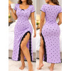 Nuisette Longue en Coton Côtelé à Motifs Cœurs et Dentelle - Violet / Lilas Taille XL