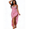 Nuisette Longue en Maille Transparente et Papillons 3D - Rose Bonbon Premium