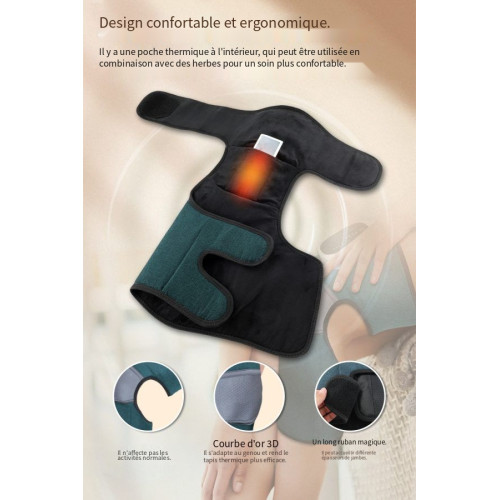Masseur de genou chauffant et vibrant ergonomique couleur bleu canard avec écran de contrôle LED tactile
