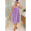 Robe de Bain Serviette Élastique avec Bandeau Assorti - Ensemble 2 Pièces Violet