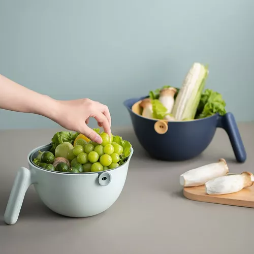 Nouveau Bol de Lavage Double Couches pour Fruits et Légumes