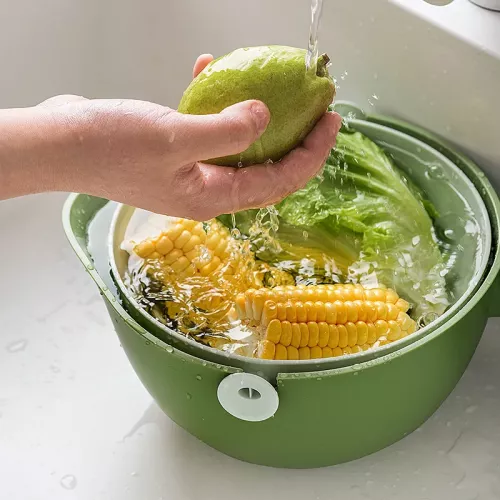 Nouveau Bol de Lavage Double Couches pour Fruits et Légumes