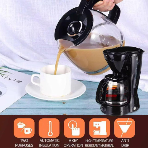 Machine à Café Électrique – Cafetière Automatique avec Carafe en Verre Machine à Café Électrique – Cafetière Automatique avec Carafe en Verre