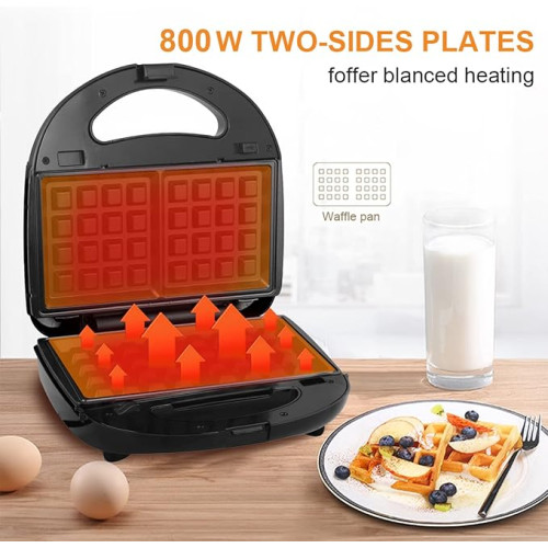 Appareil Multifonction Sandwich & Gaufrier – Machine à Snacks avec Plaques Interchangeables 6 en 1 Appareil Multifonction Sandwich & Gaufrier – Machine à Snacks avec Plaques Interchangeables 6 en 1