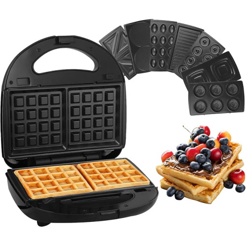 Appareil Multifonction Sandwich & Gaufrier – Machine à Snacks avec Plaques Interchangeables 6 en 1 Appareil Multifonction Sandwich & Gaufrier – Machine à Snacks avec Plaques Interchangeables 6 en 1